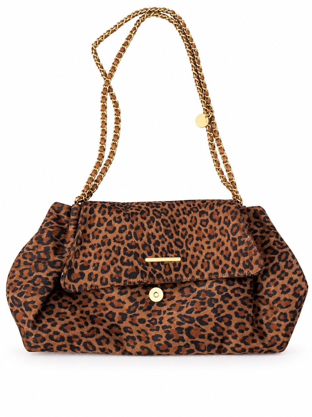 Leopard Print Chain-Handle Shoulder Bag - Brown